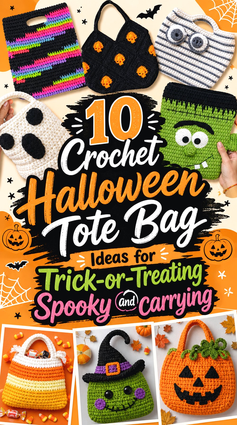 10 Crochet Halloween Tote Bag Ideas for Trick or Treating and Spooky Carrying