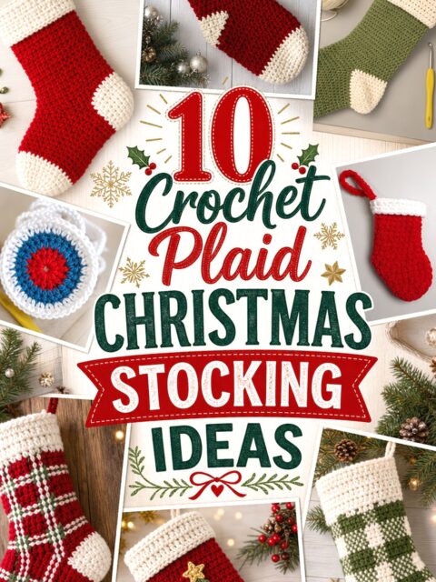 Crochet Plaid Christmas Stocking Ideas