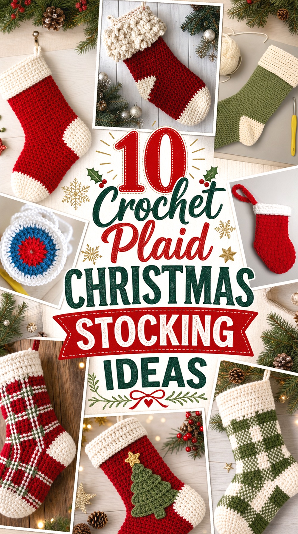 Crochet Plaid Christmas Stocking Ideas