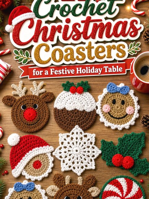 Crochet Christmas Coasters for a Festive Holiday Table