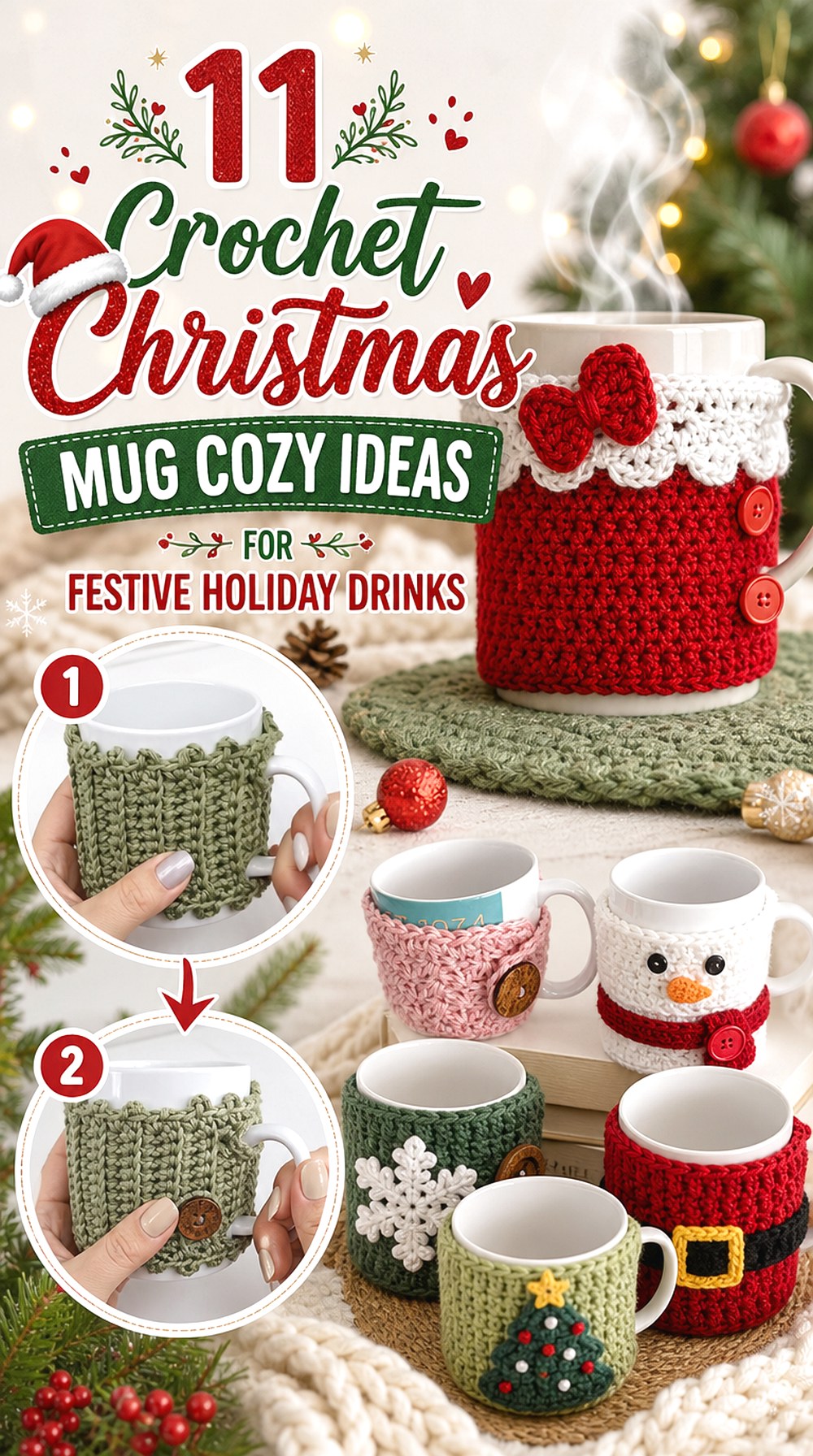 Crochet Christmas Mug Cozy Ideas for Festive Holiday Drinks