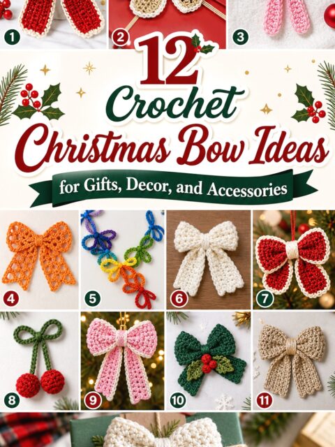 Crochet Christmas Bow Ideas for Gifts Decor and Accessories