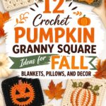 Crochet Pumpkin Granny Square Ideas for Fall Blankets Pillows and Decor