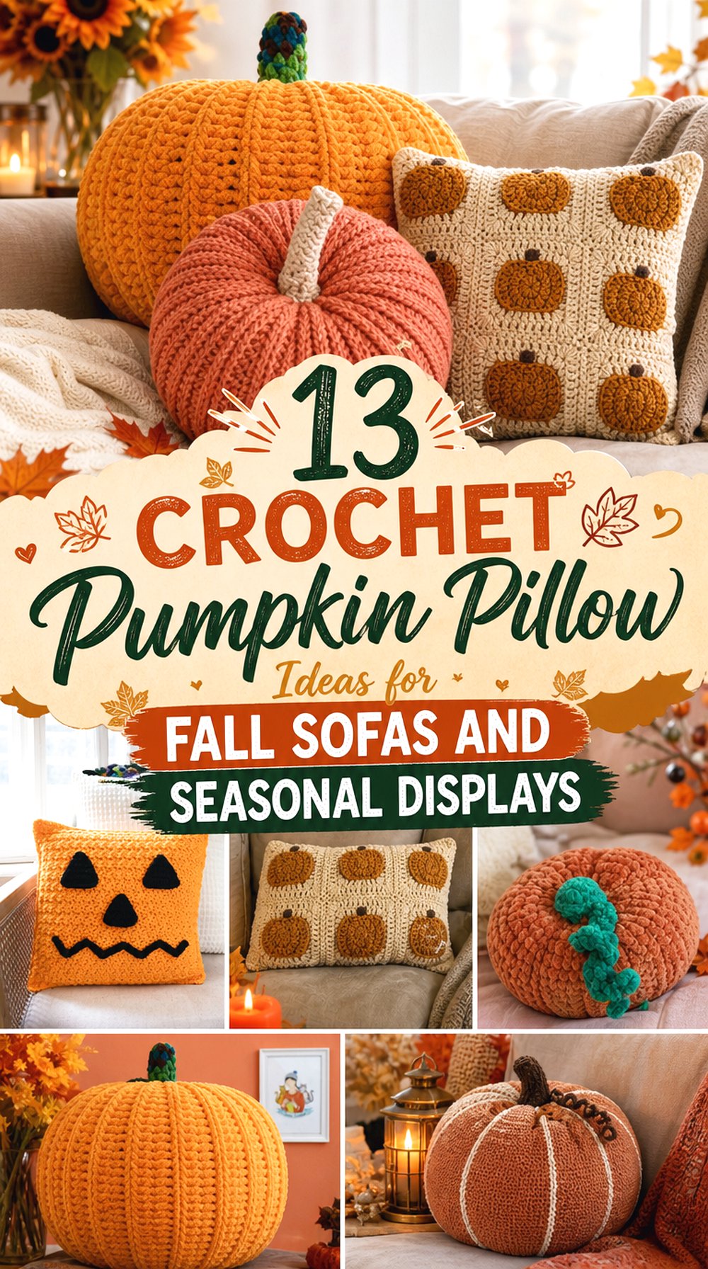 Crochet Pumpkin Pillow Ideas for Fall Sofas and Seasonal Displays