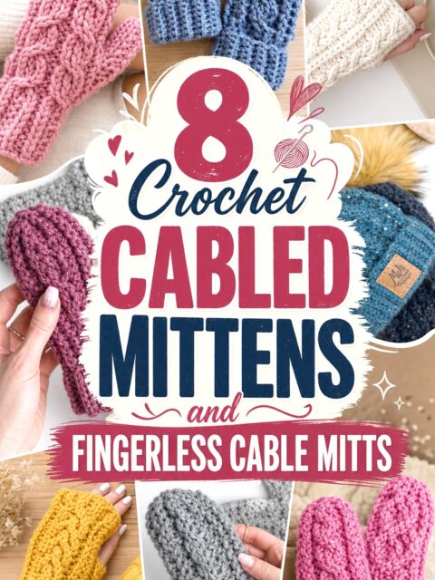 Crochet Cabled Mittens and Fingerless Cable Mitts