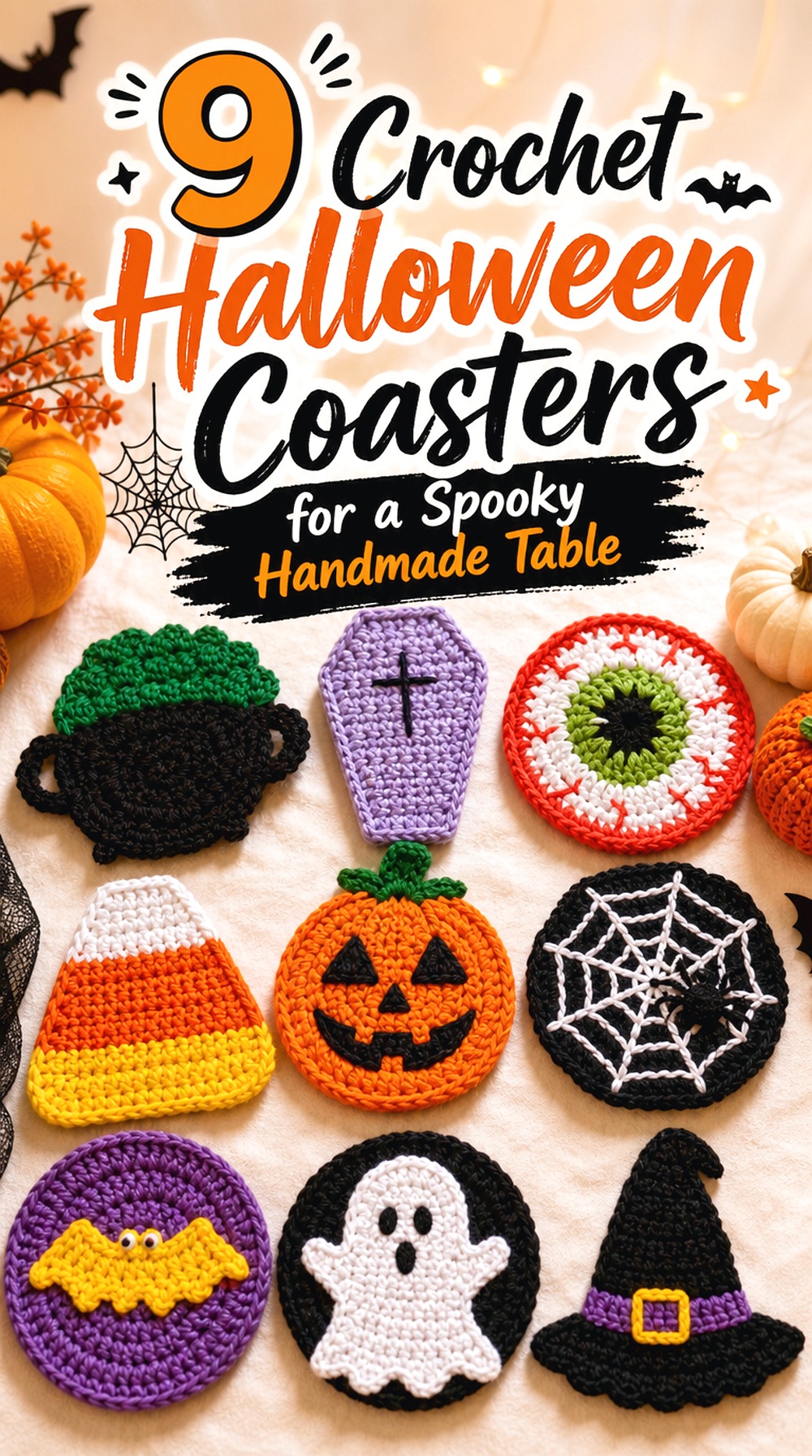 Crochet Halloween Coasters for a Spooky Handmade Table