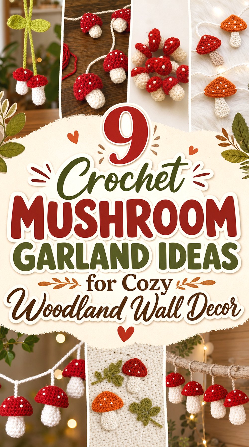 Crochet Mushroom Garland Ideas for Cozy Woodland Wall Decor