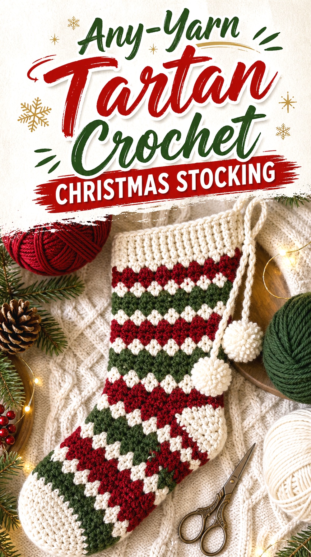 Any Yarn Tartan Crochet Christmas Stocking