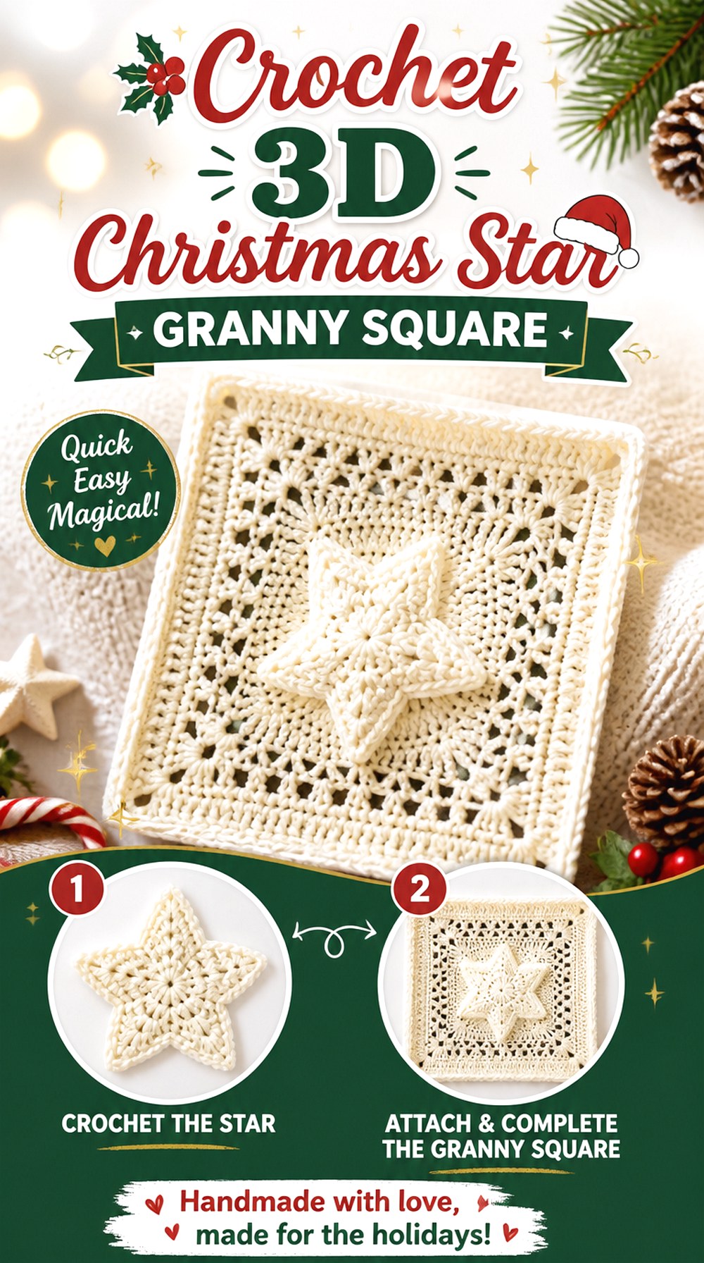 Crochet D Christmas Star Granny Square