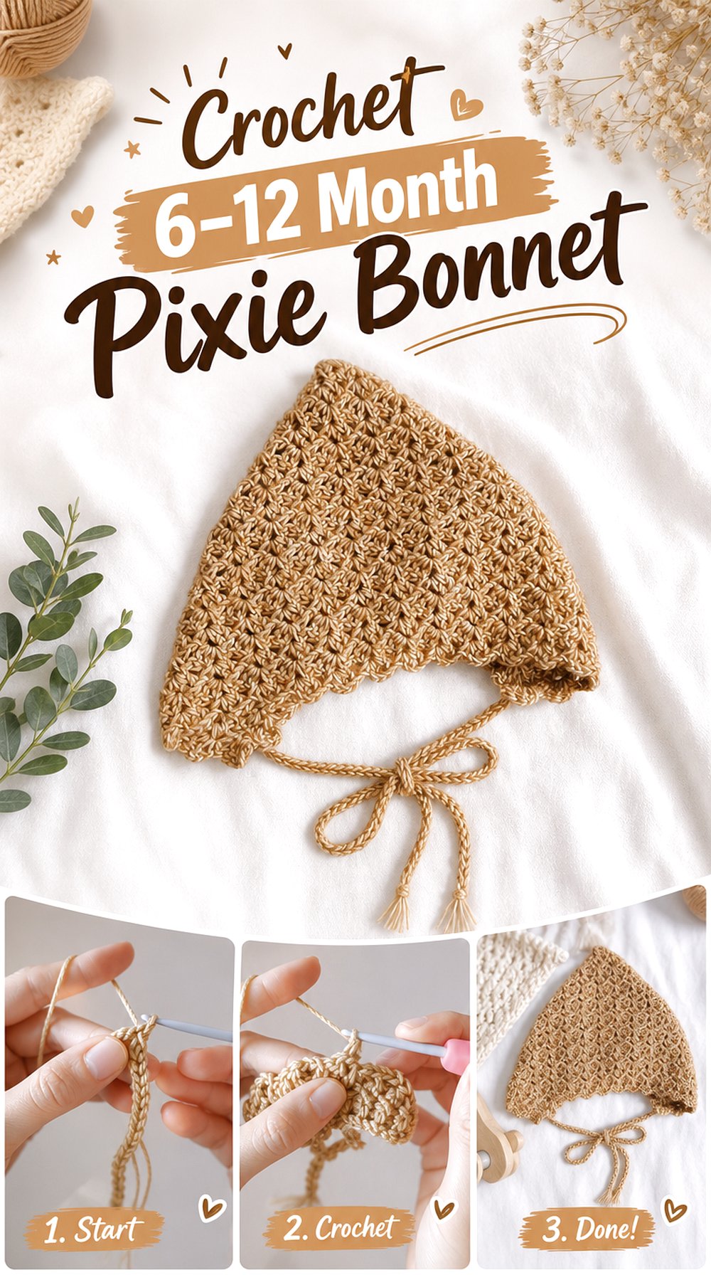Crochet – Month Pixie Bonnet