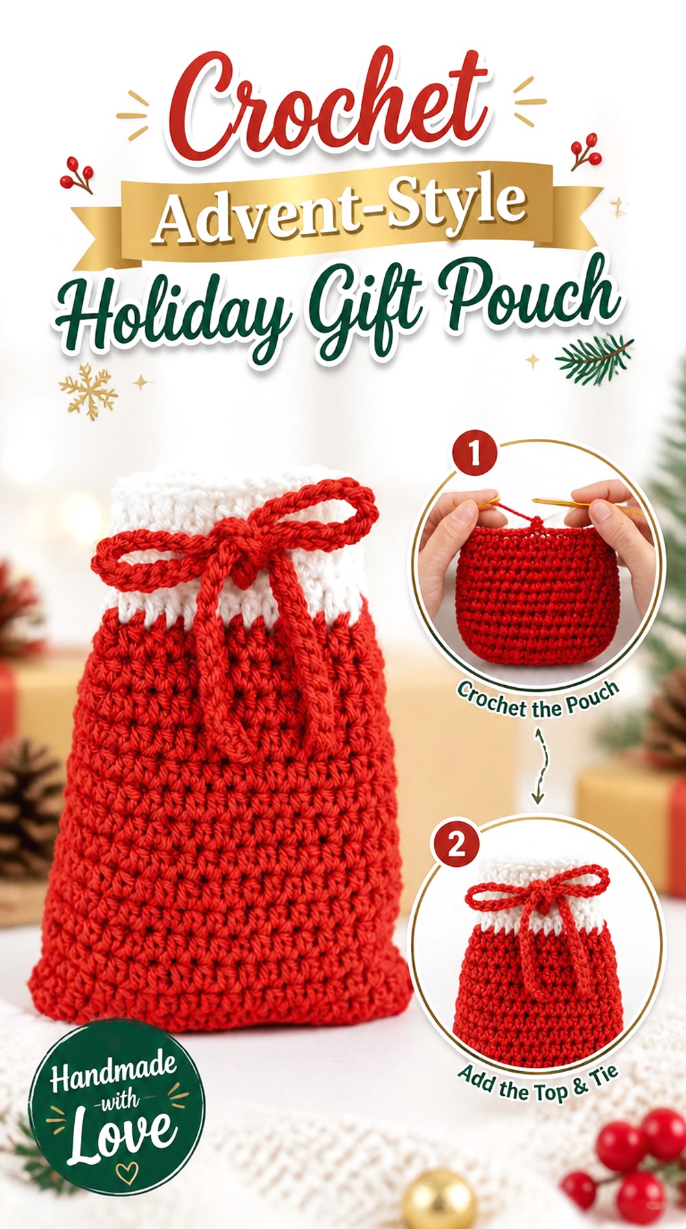 Crochet Advent Style Holiday Gift Pouch