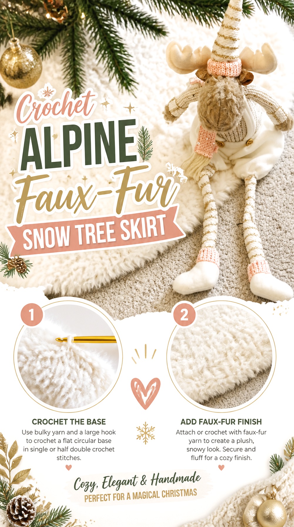 Crochet Alpine Faux Fur Snow Tree Skirt