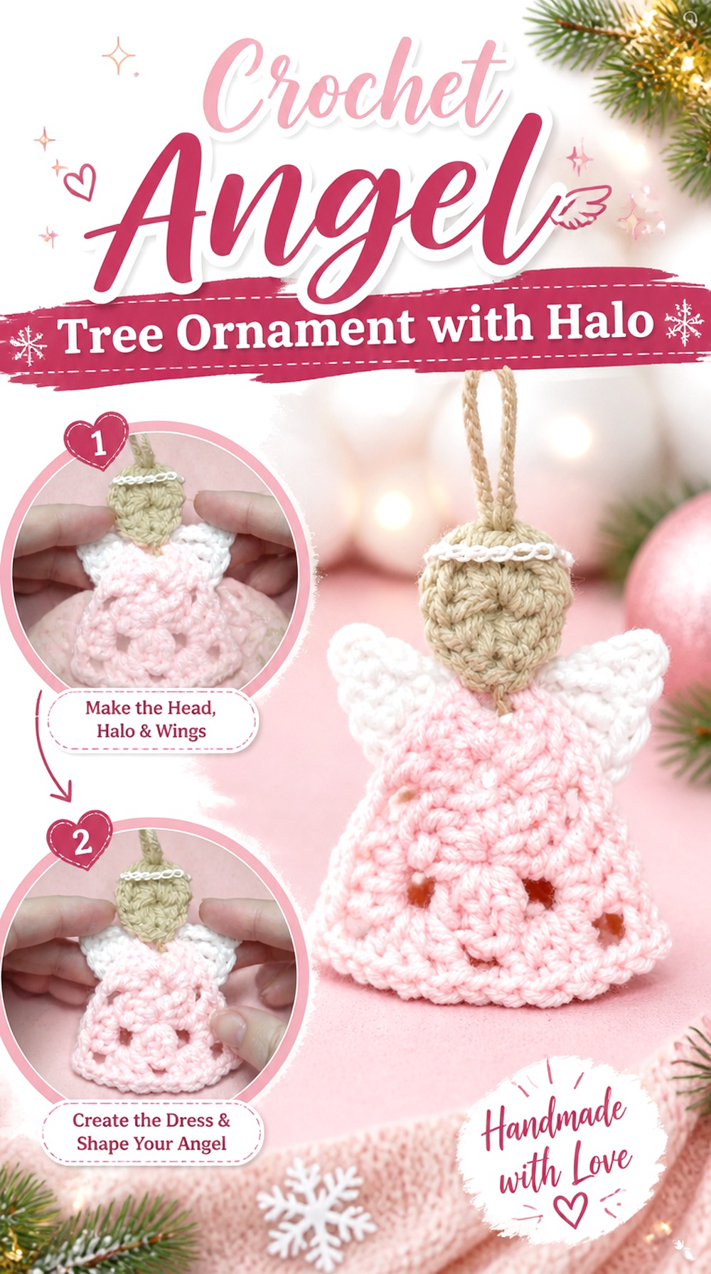 Crochet Angel Tree Ornament with Halo