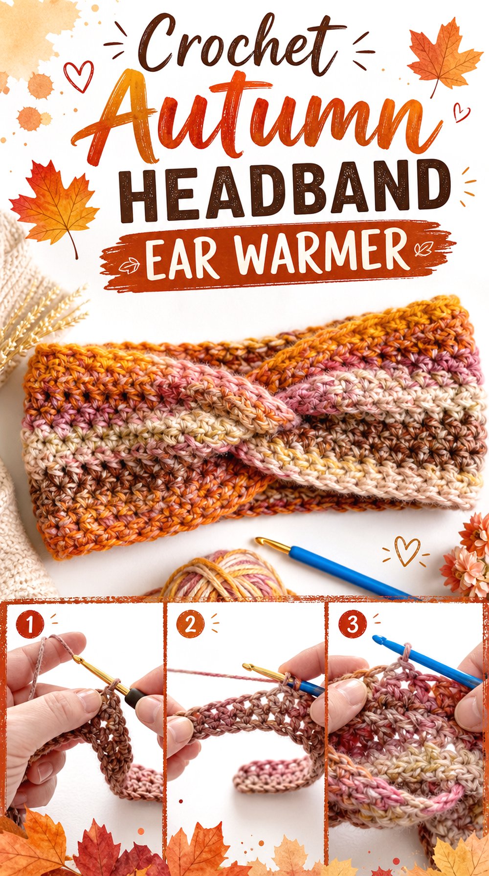 Crochet Autumn Headband Ear Warmer