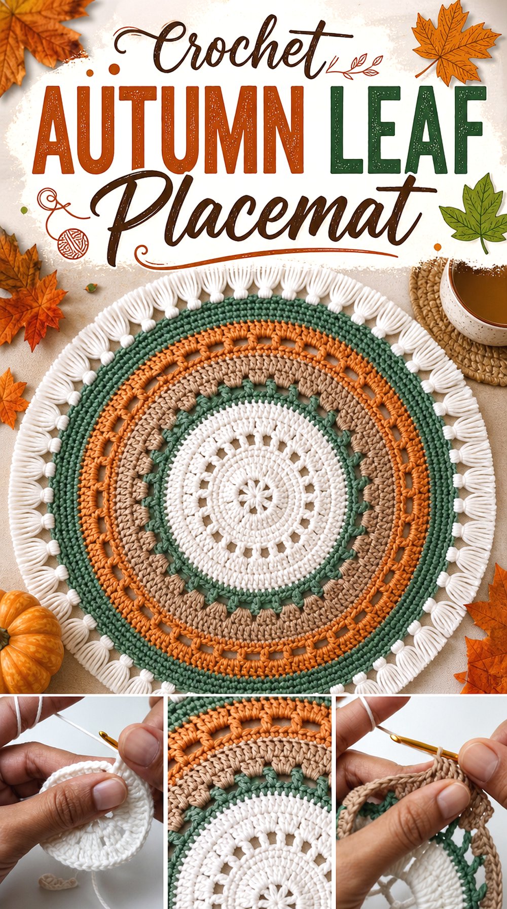 Crochet Autumn Leaf Placemat