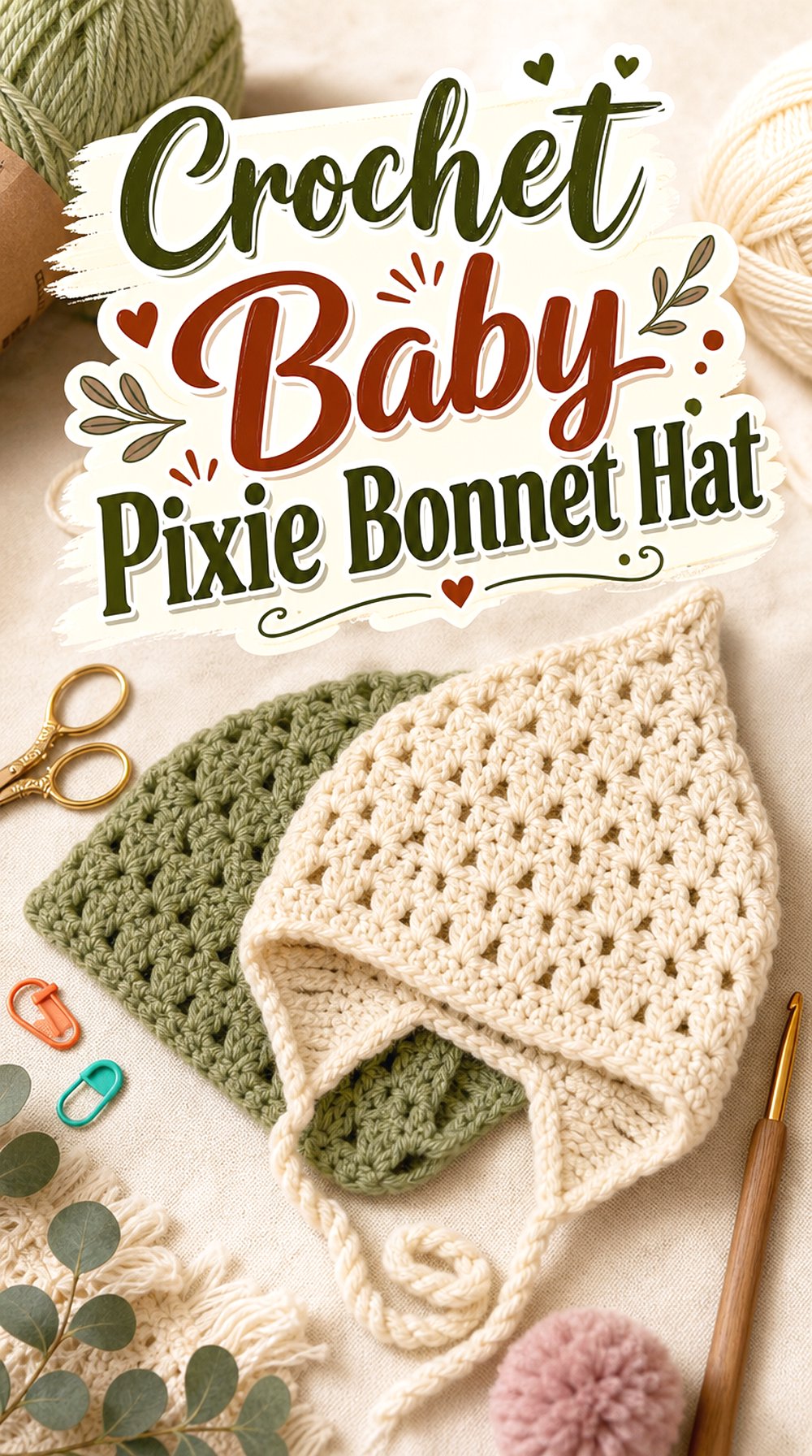 Crochet Baby Pixie Bonnet Hat