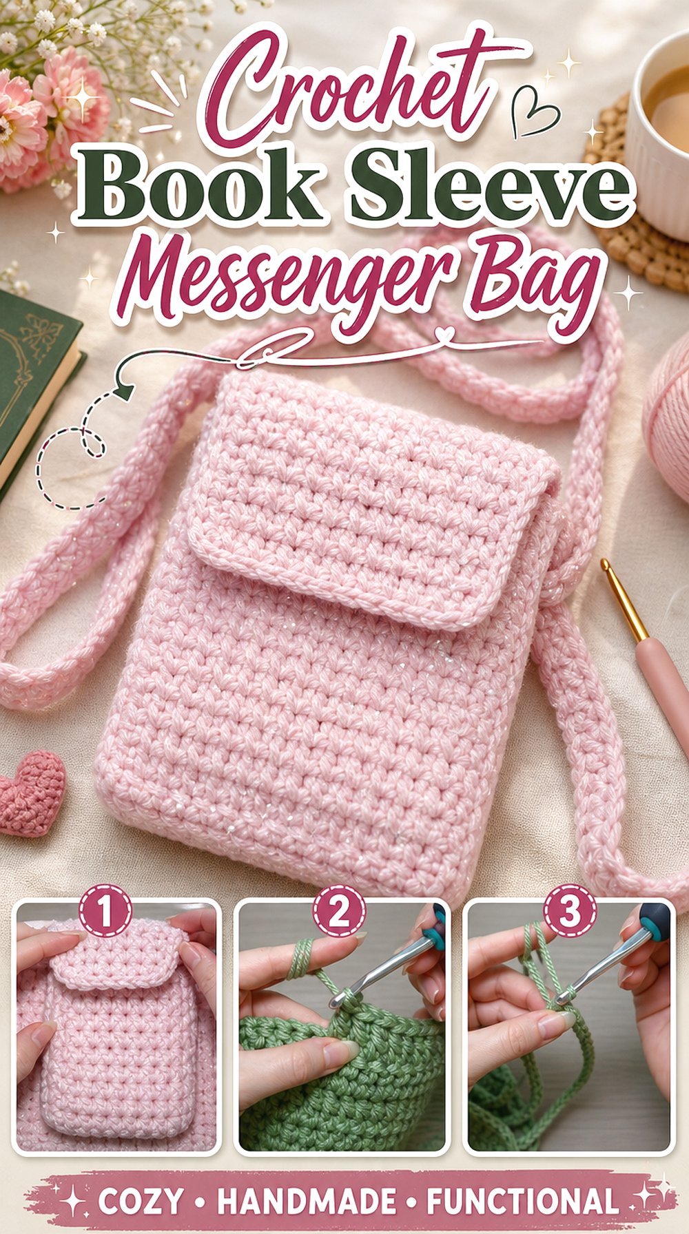Crochet Book Sleeve Messenger Bag
