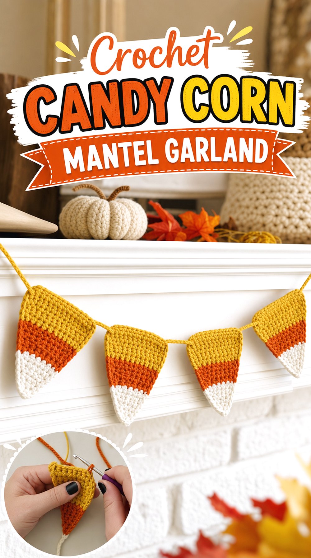 Crochet Candy Corn Mantel Garland