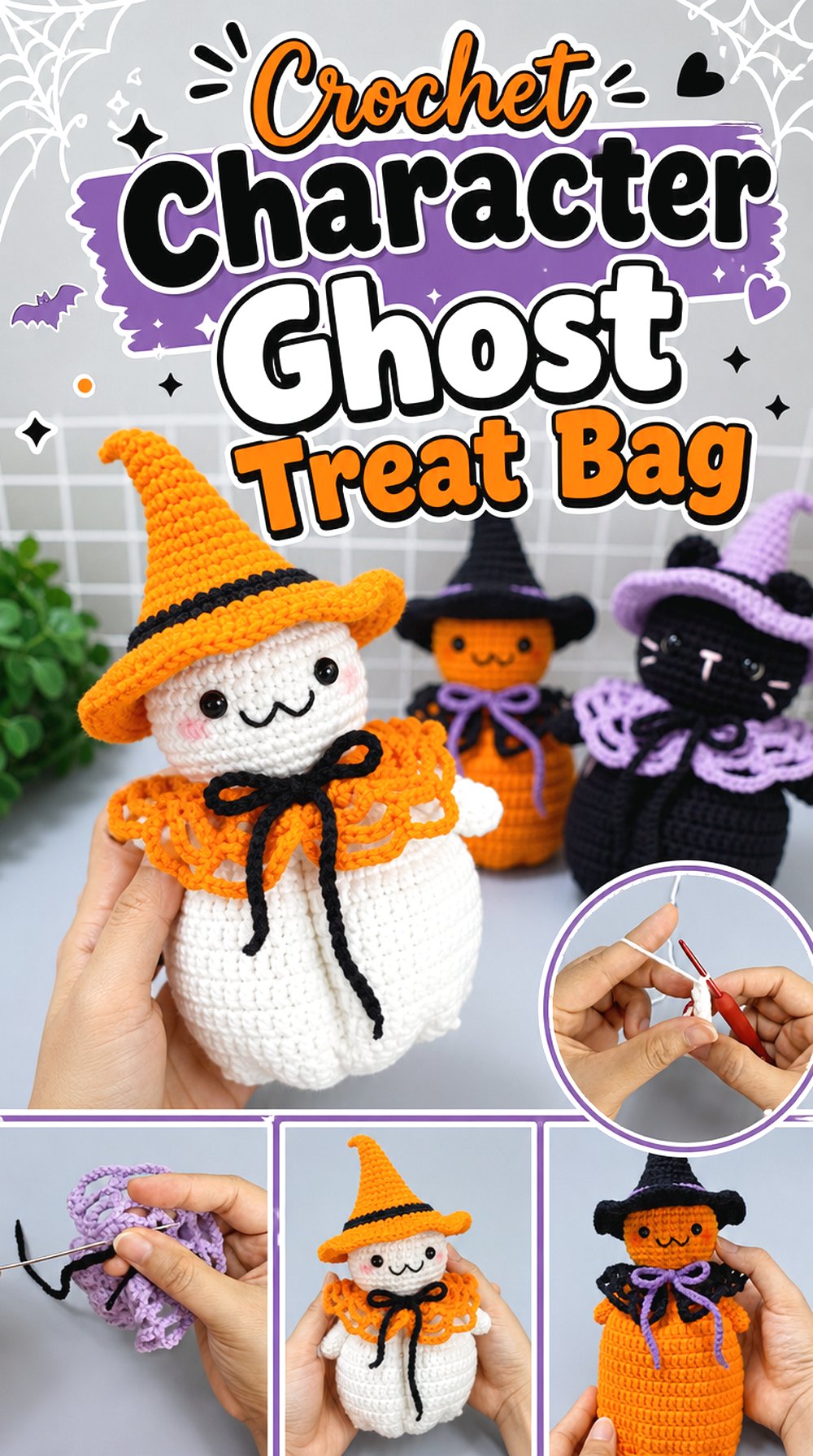 Crochet Character Ghost Treat Bag