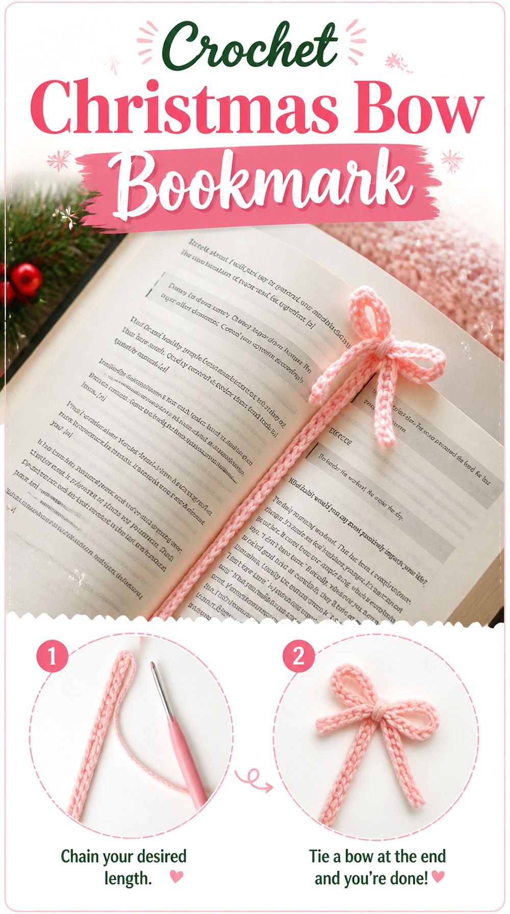 Crochet Christmas Bow Bookmark
