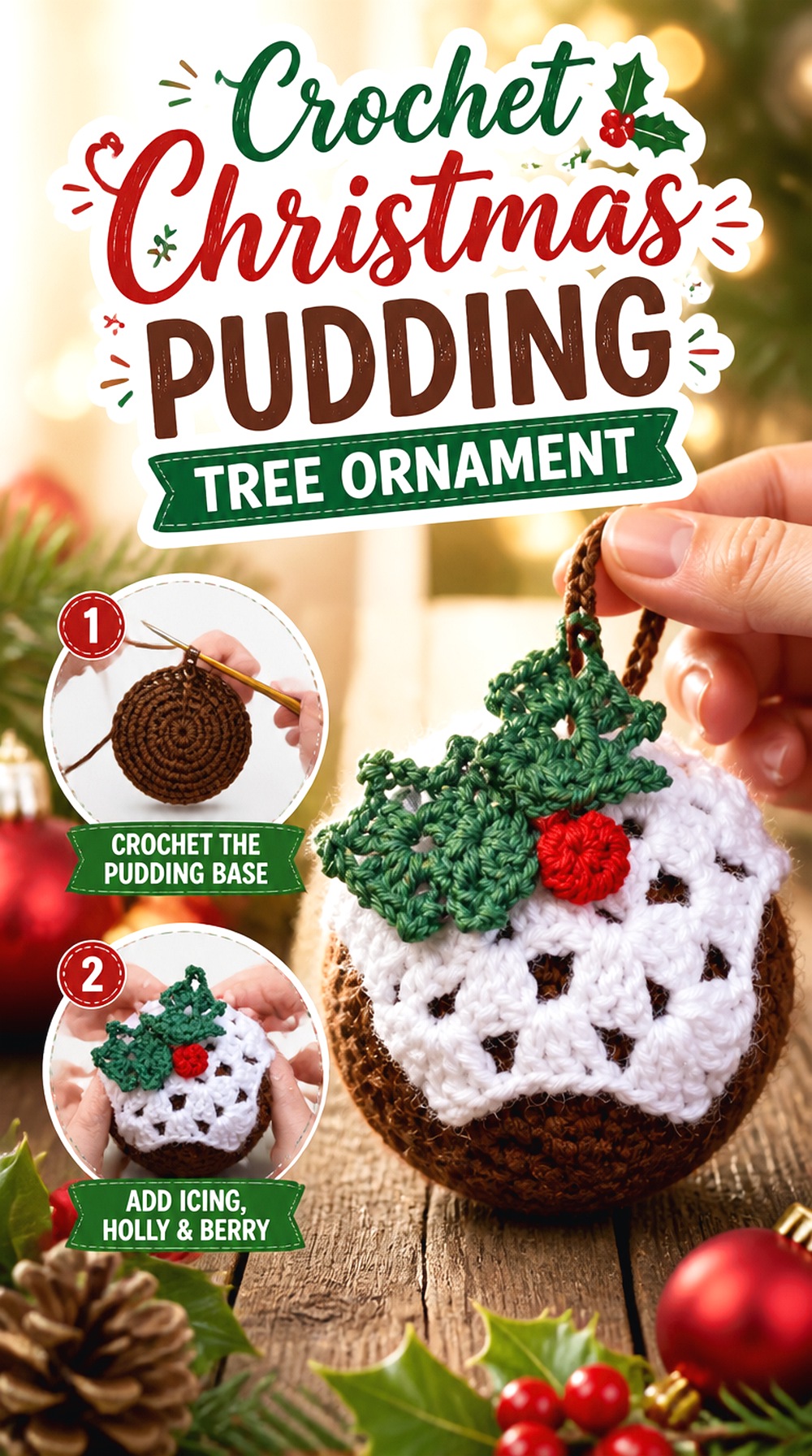 Crochet Christmas Pudding Tree Ornament