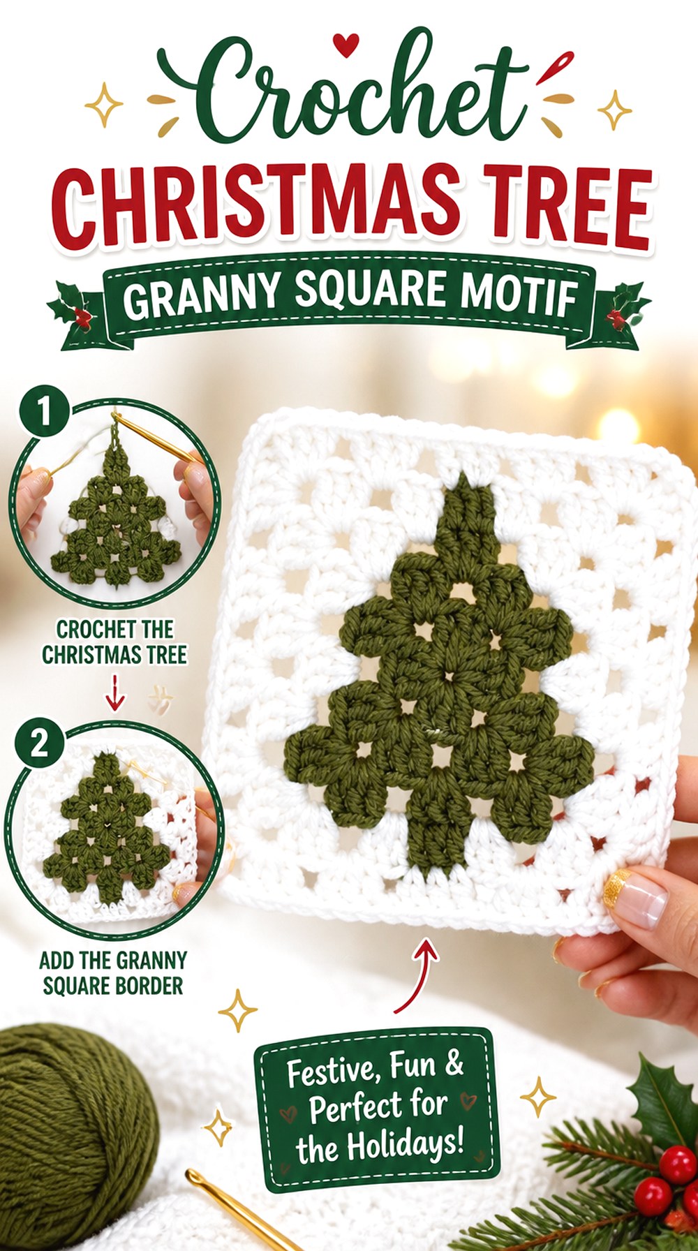 Crochet Christmas Tree Granny Square Motif