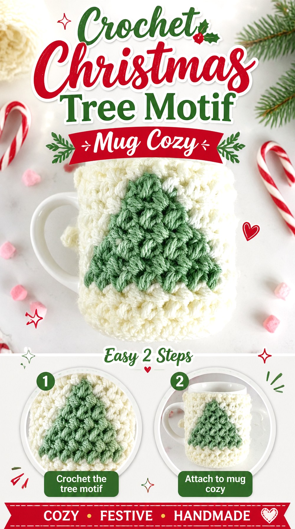 Crochet Christmas Tree Motif Mug Cozy