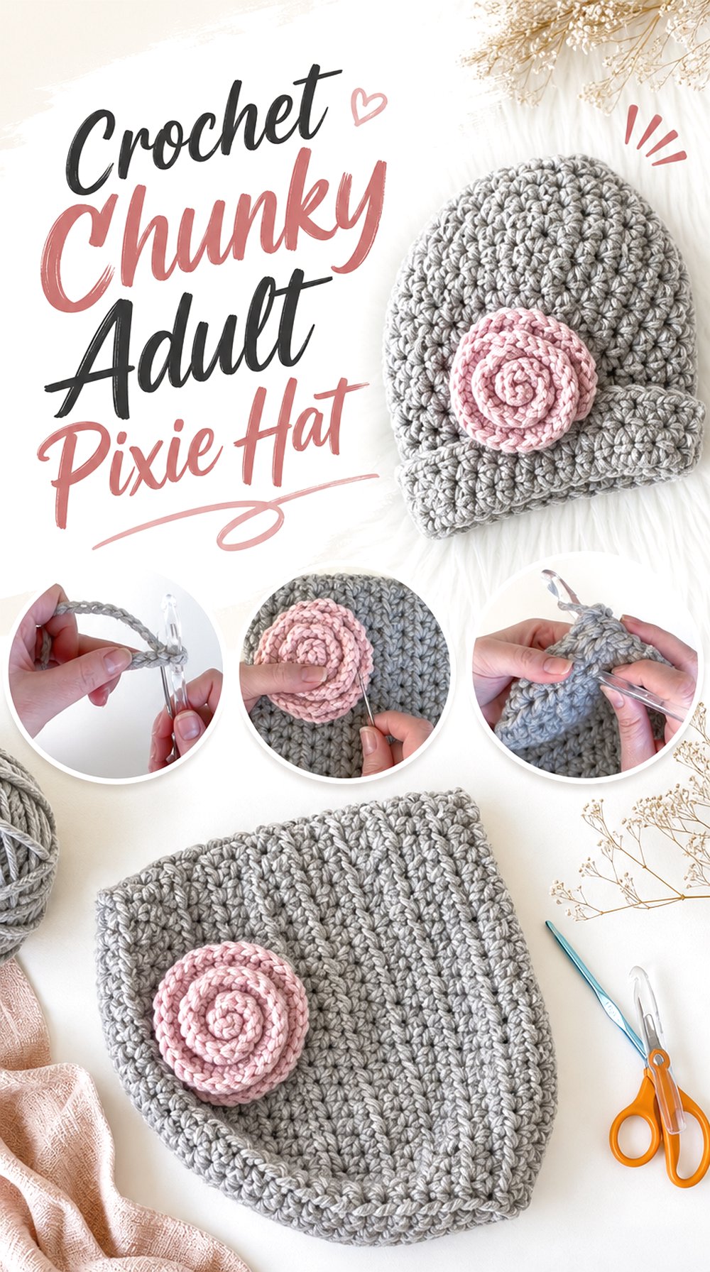 Crochet Chunky Adult Pixie Hat