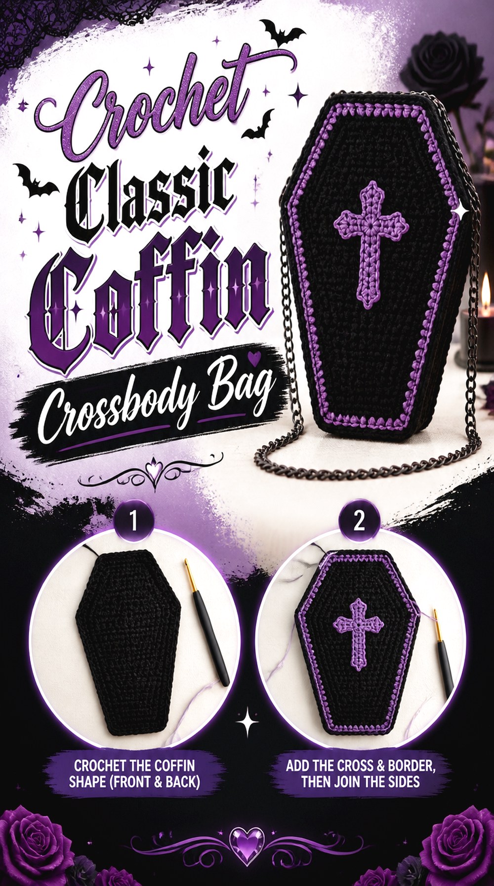 Crochet Classic Coffin Crossbody Bag