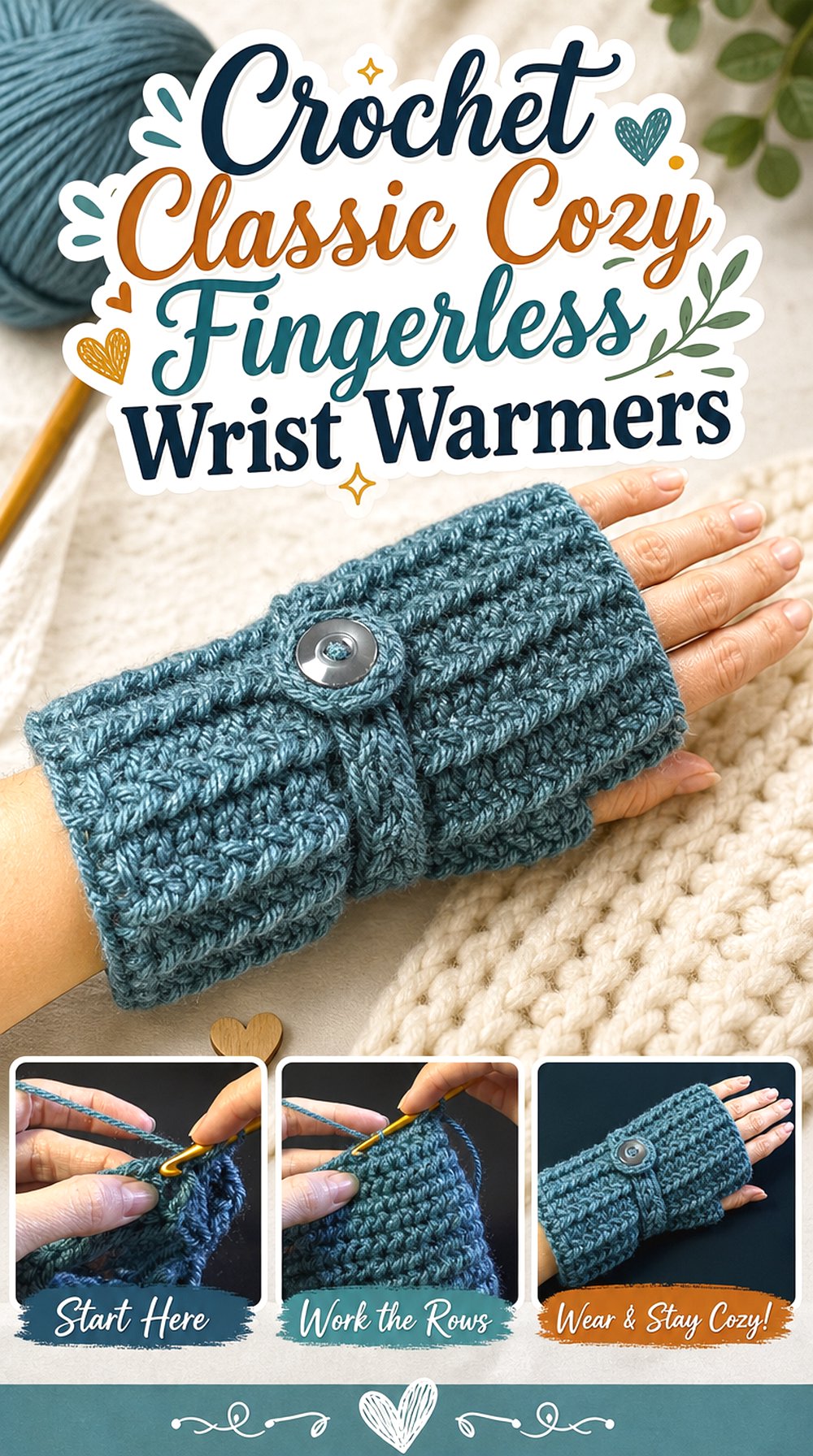 Crochet Classic Cozy Fingerless Wrist Warmers