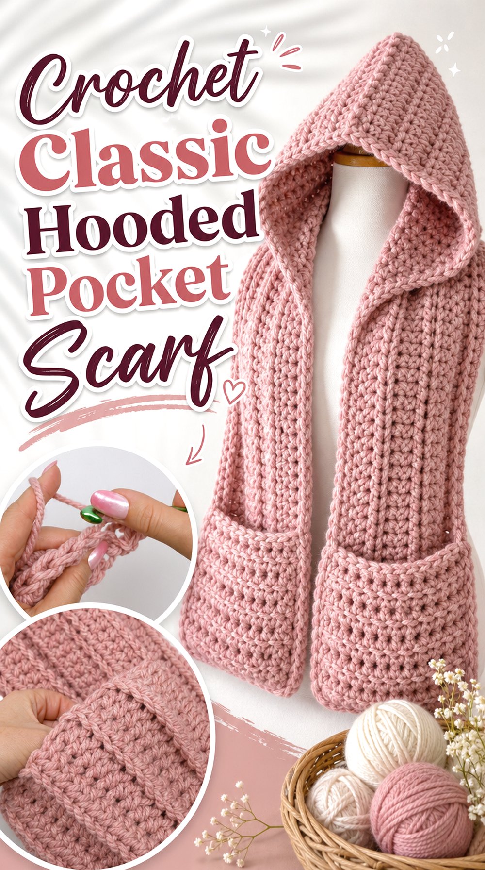 Crochet Classic Hooded Pocket Scarf