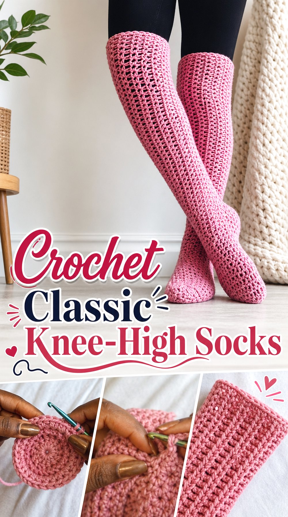 Crochet Classic Knee High Socks