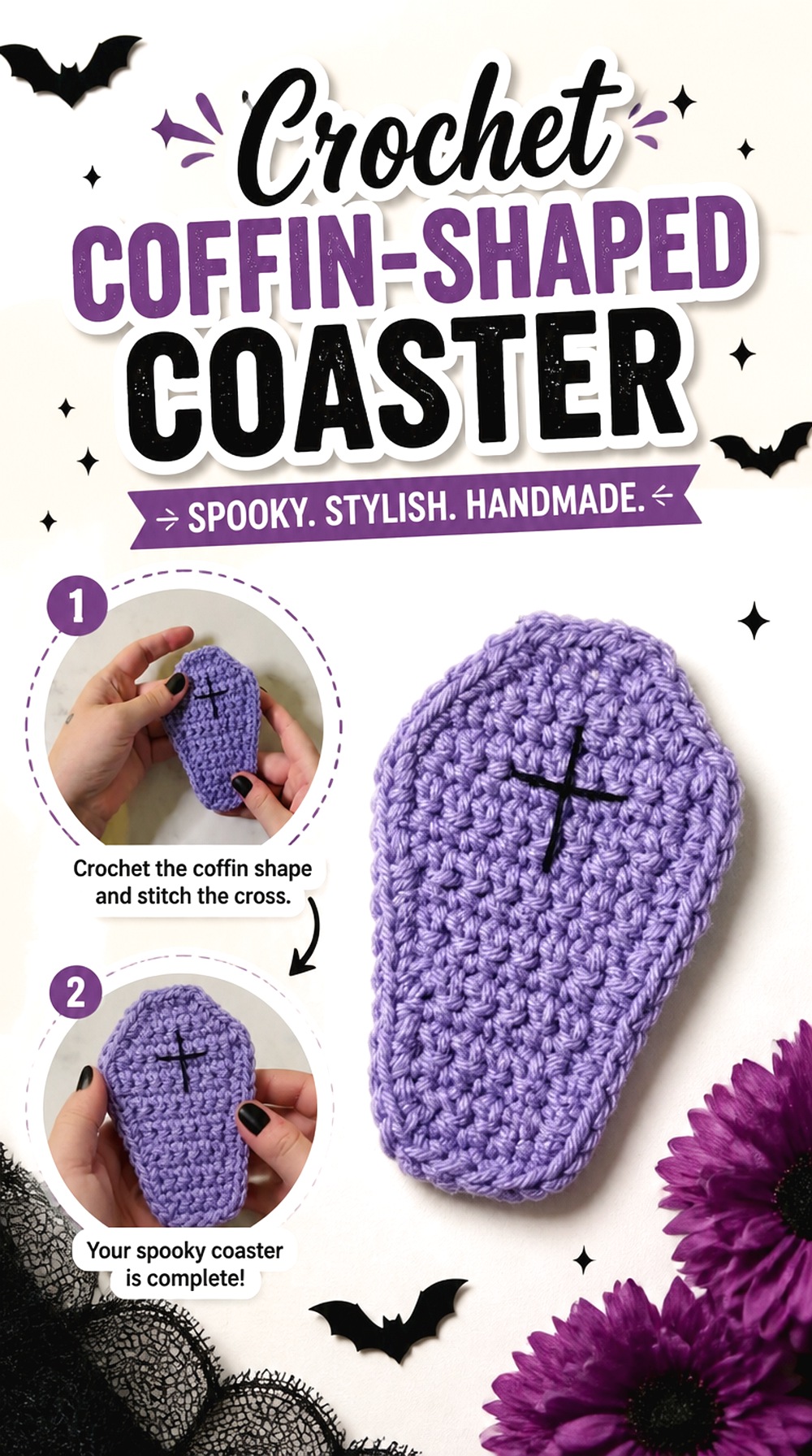 Crochet Coffin Shaped Coaster