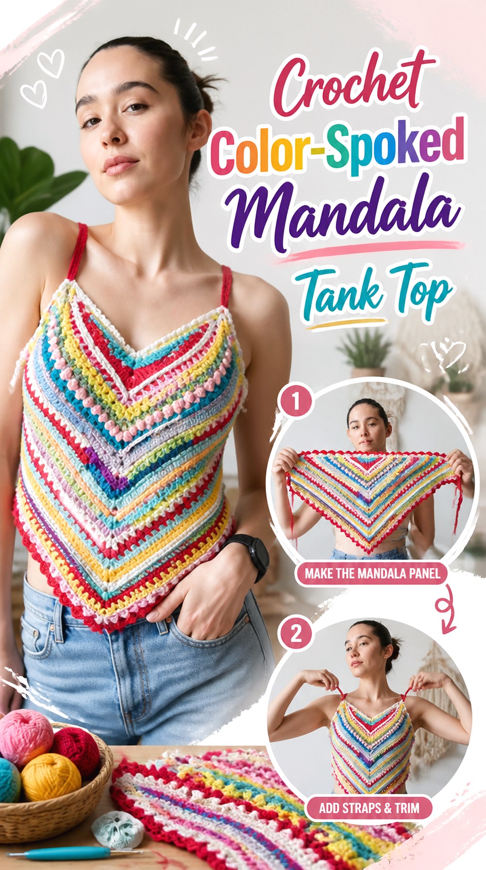 Crochet Color Spoked Mandala Tank Top
