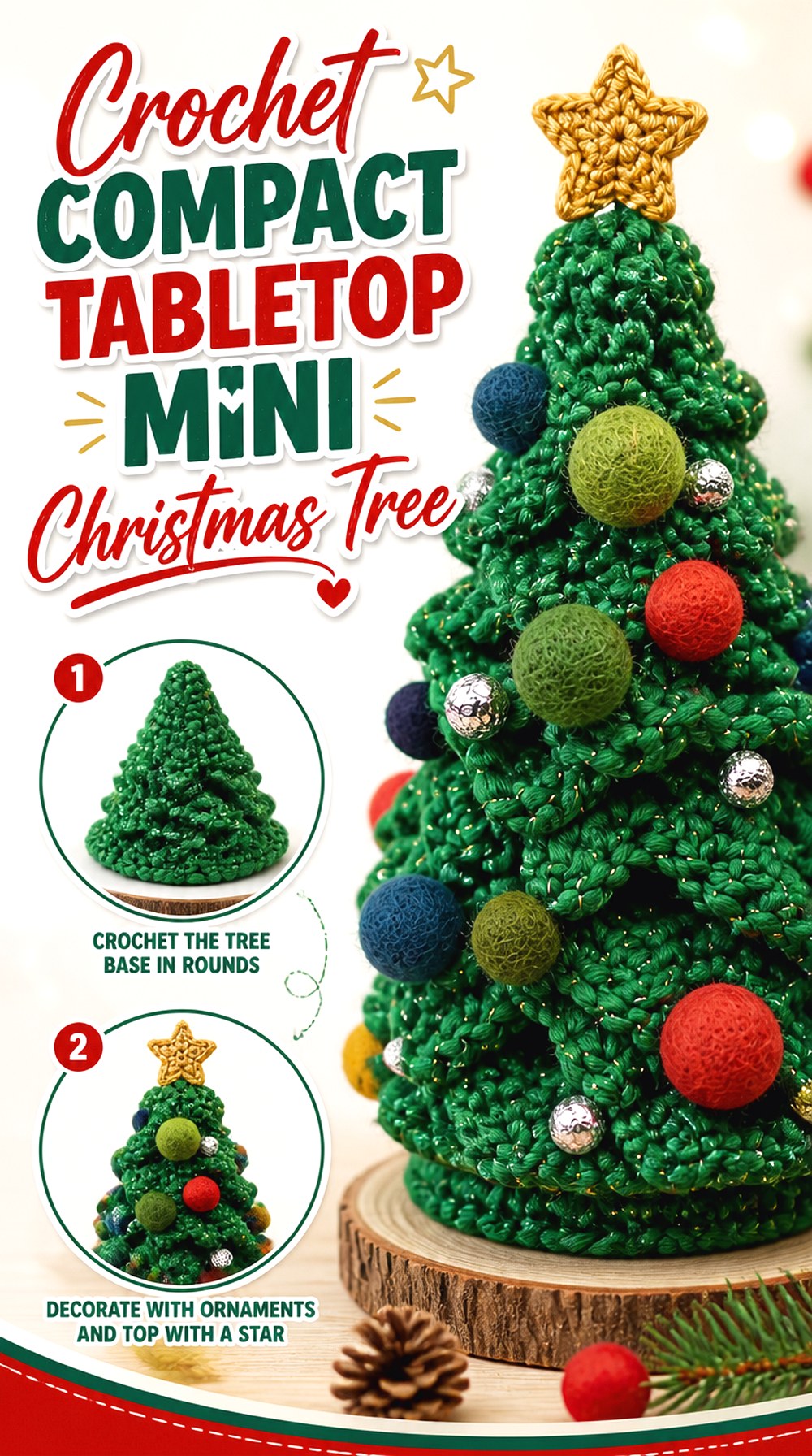 Crochet Compact Tabletop Mini Christmas Tree