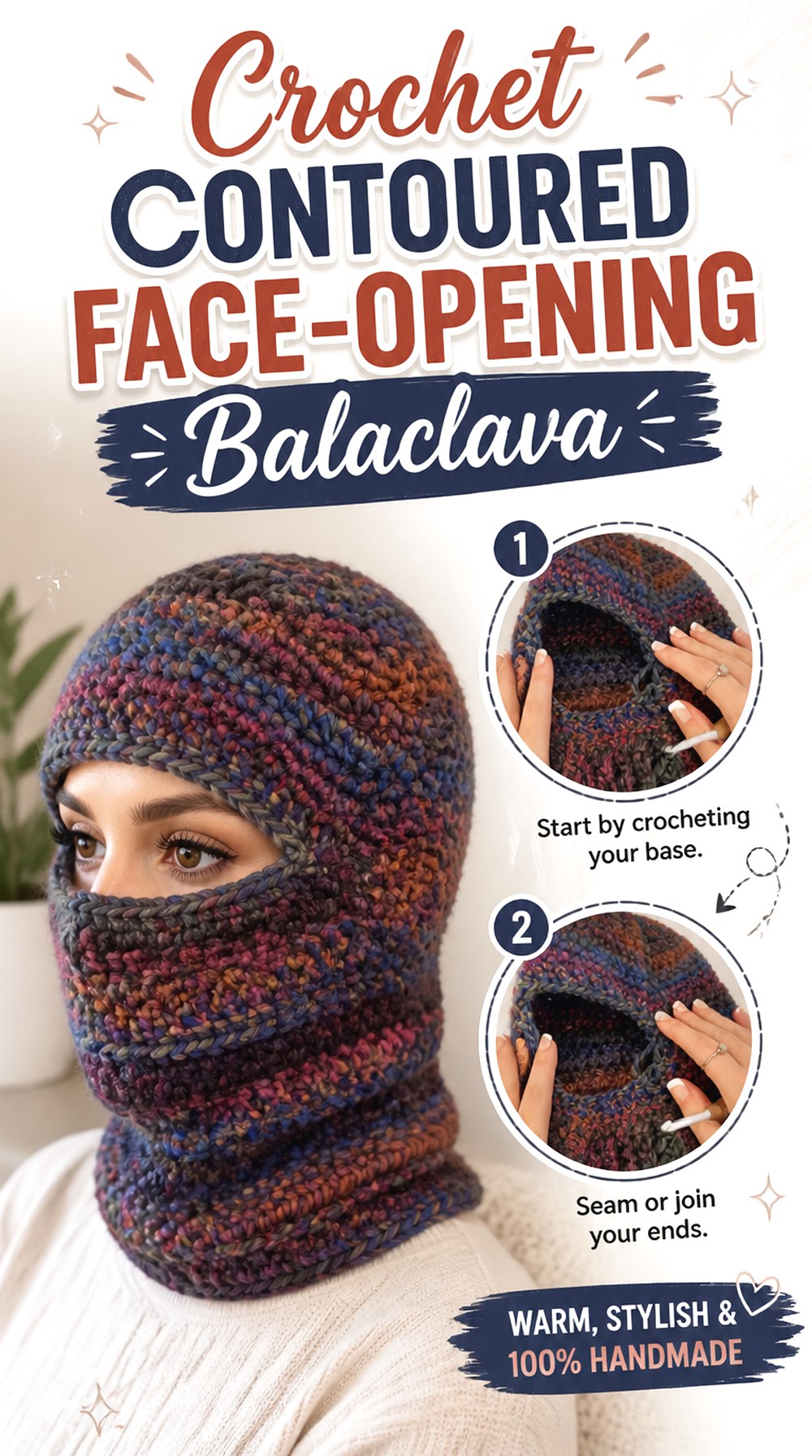 Crochet Contoured Face Opening Balaclava
