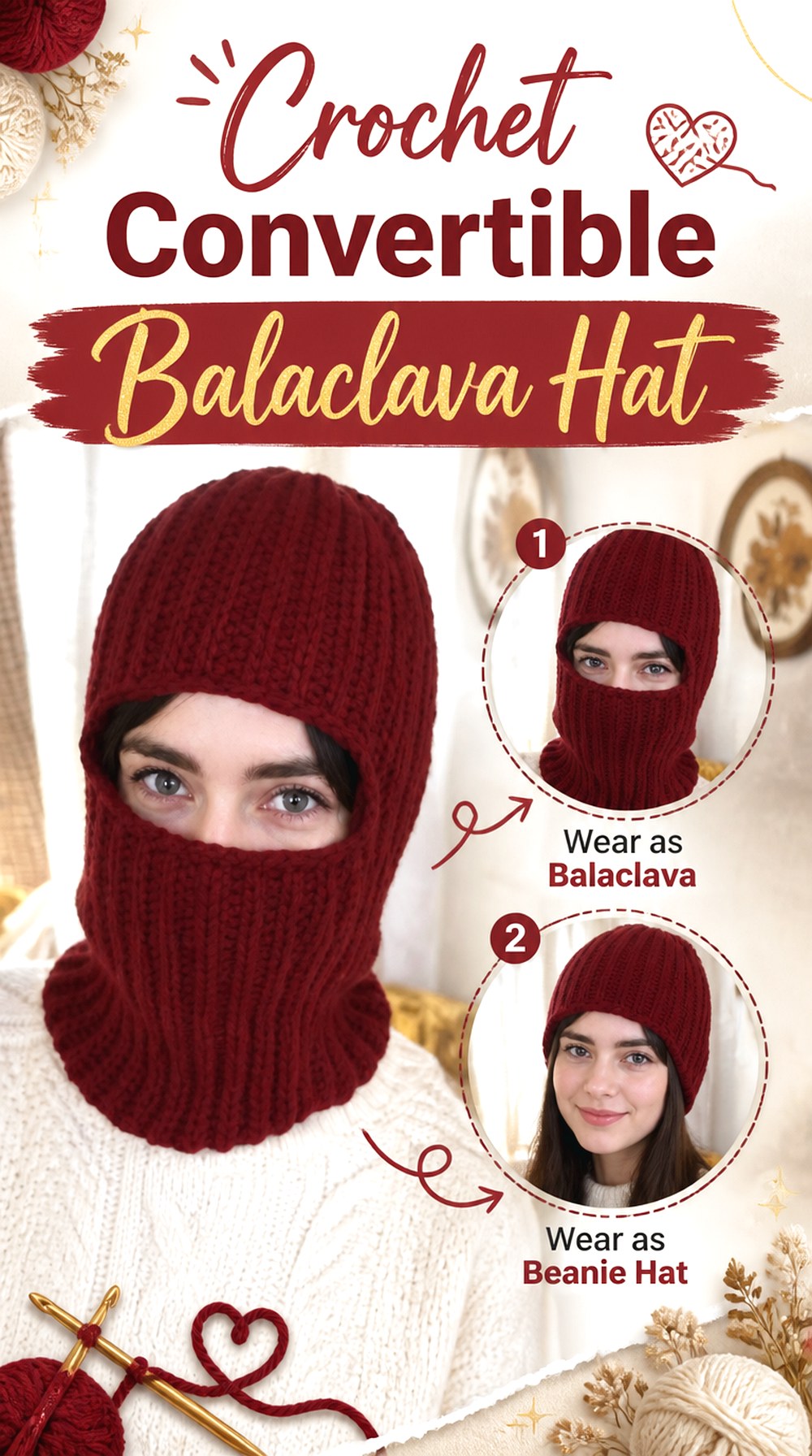 Crochet Convertible Balaclava Hat