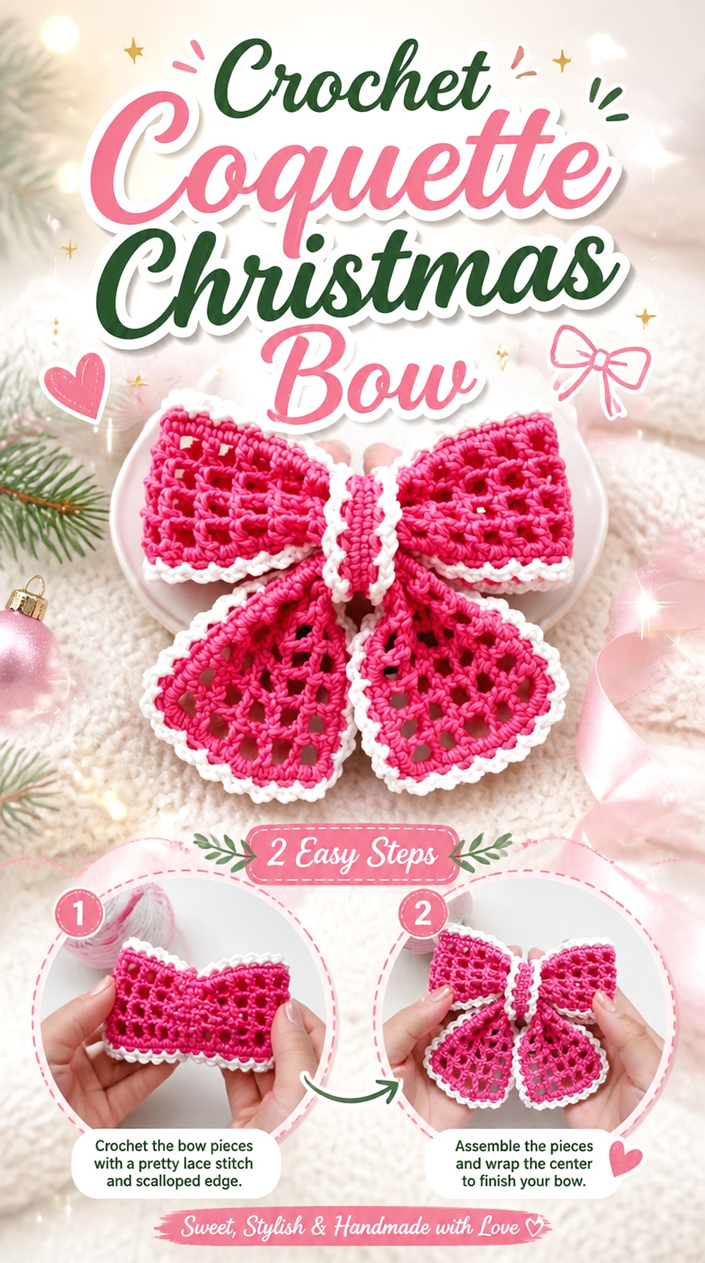 Crochet Coquette Christmas Bow