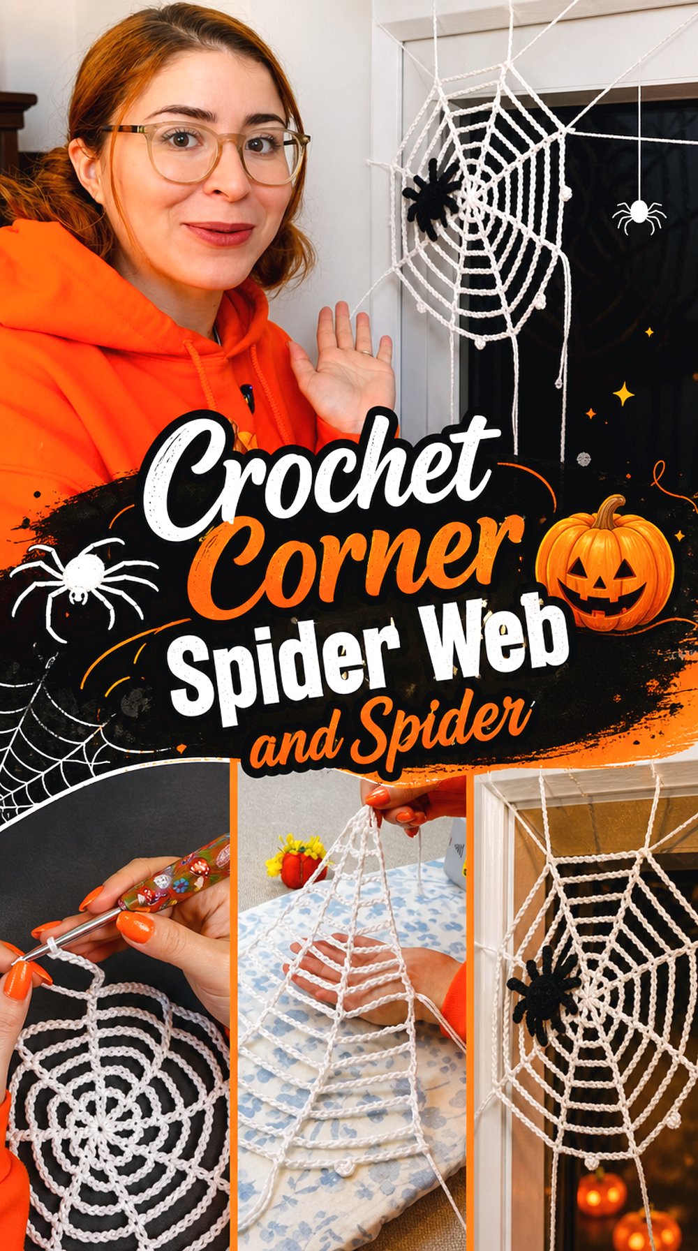 Crochet Corner Spider Web and Spider