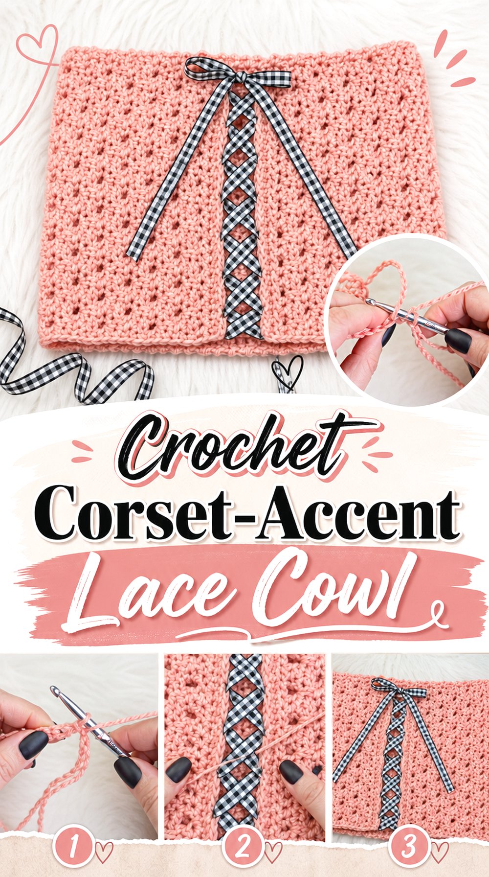 Crochet Corset Accent Lace Cowl