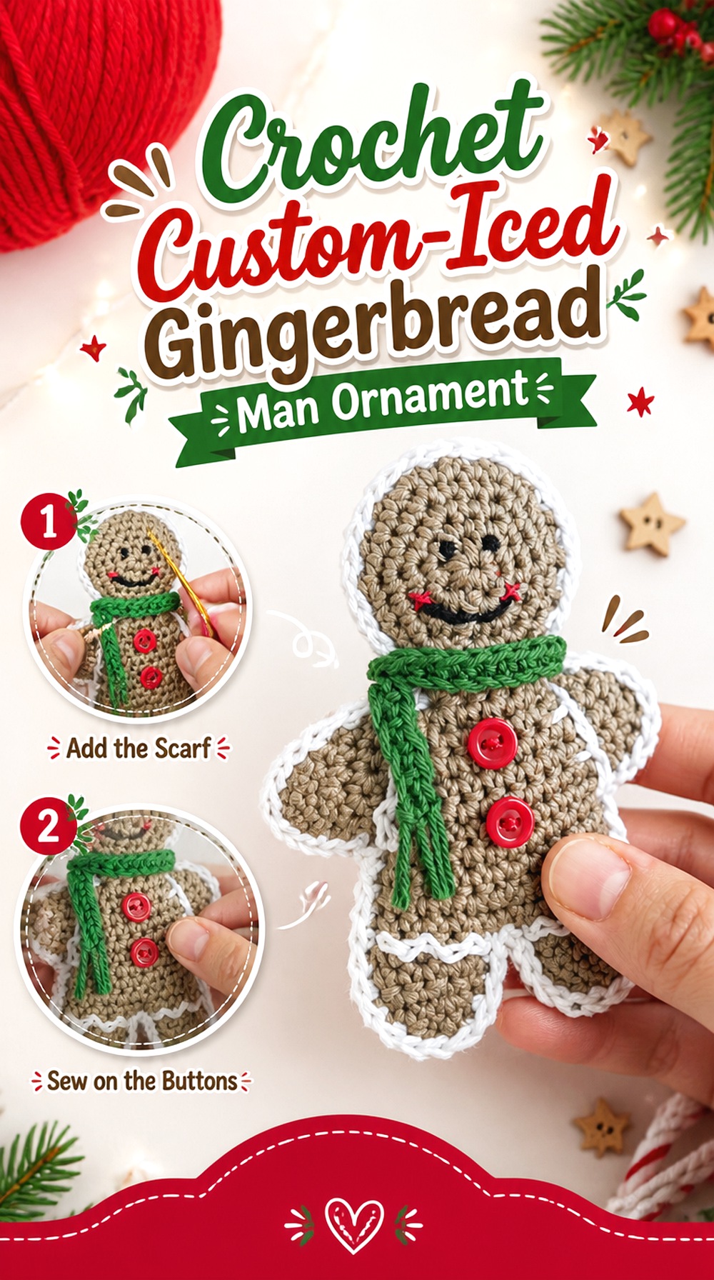 Crochet Custom Iced Gingerbread Man Ornament