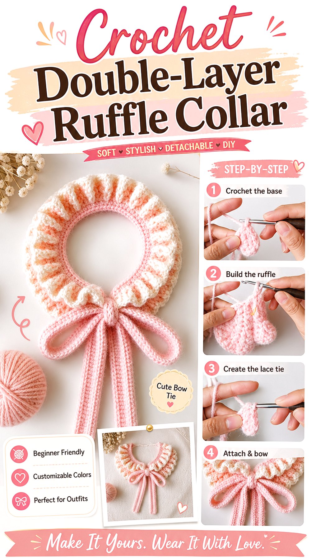 Crochet Double Layer Ruffle Collar