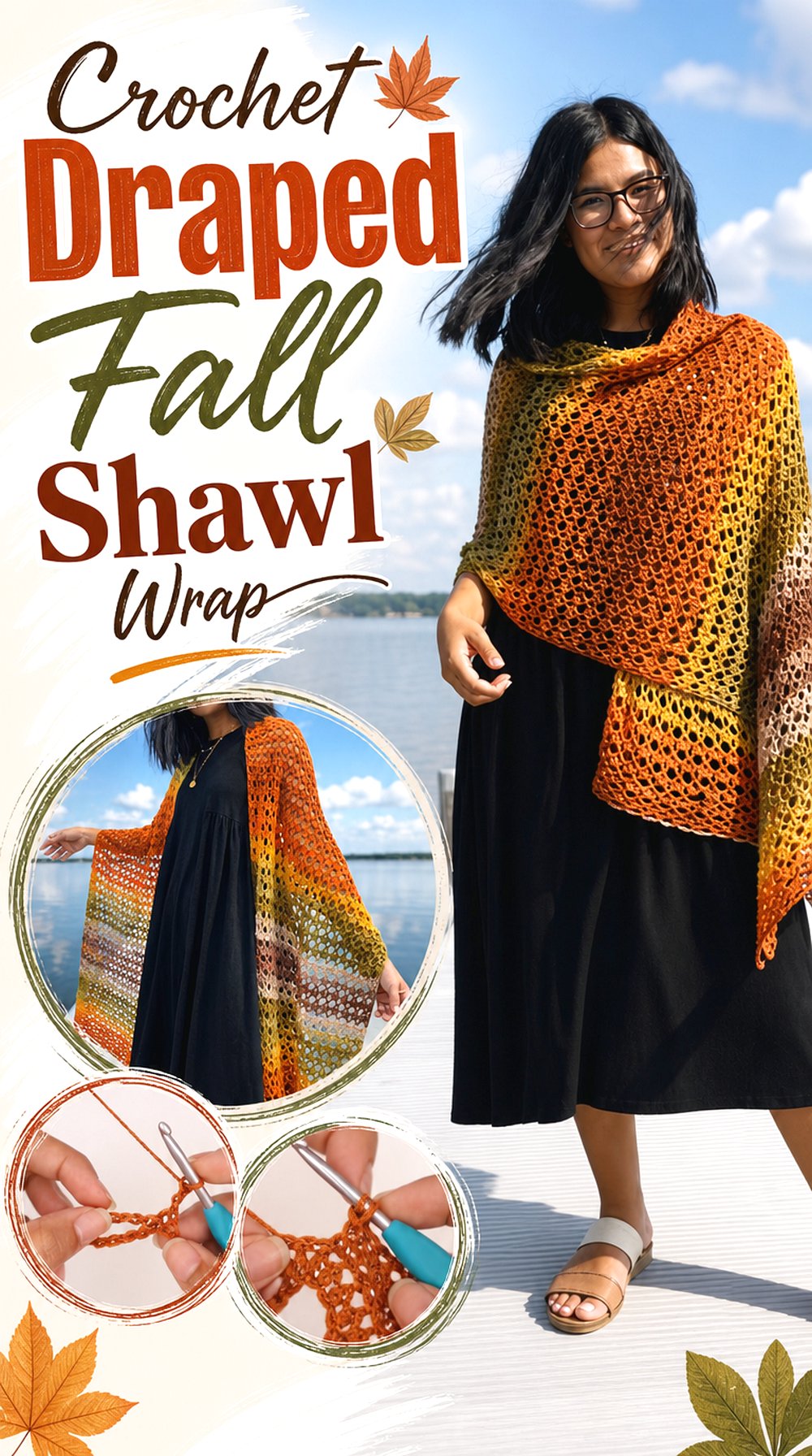 Crochet Draped Fall Shawl Wrap