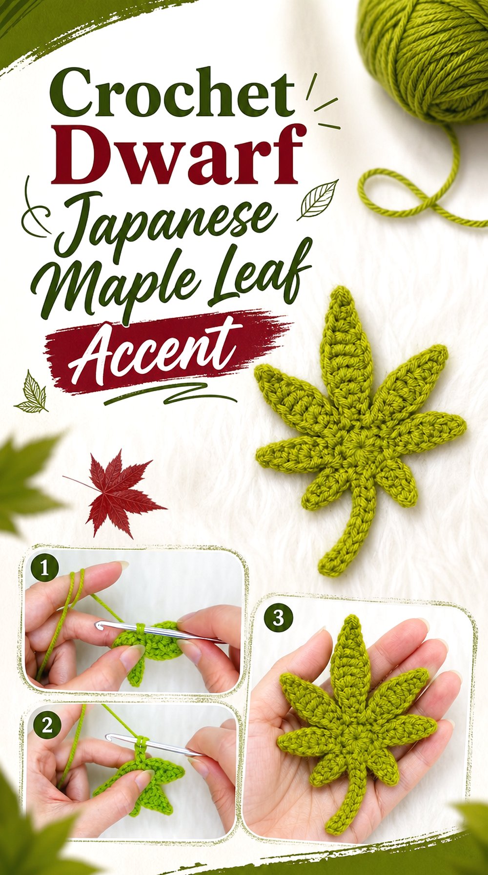 Crochet Dwarf Japanese Maple Leaf Accent