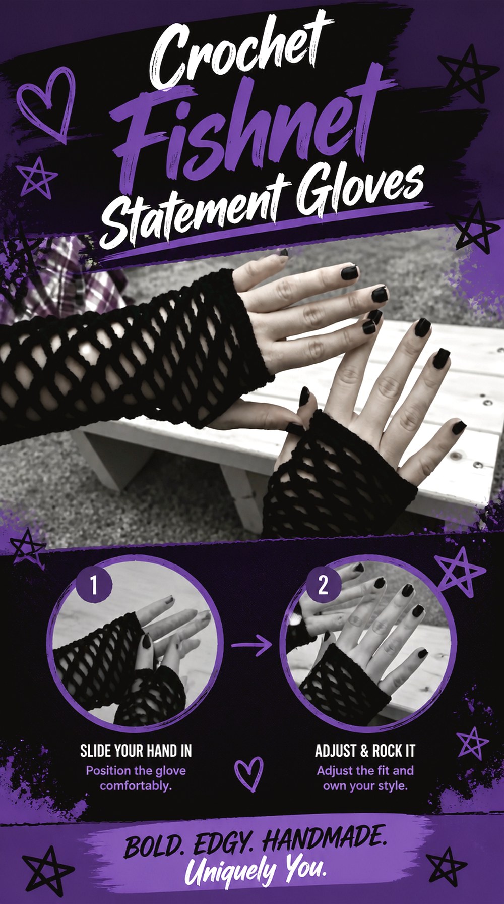 Crochet Fishnet Statement Gloves