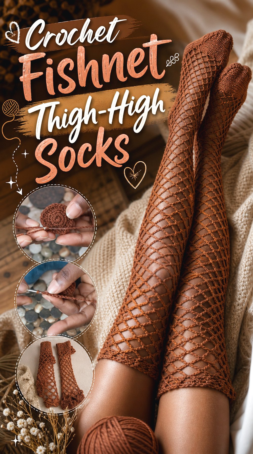 Crochet Fishnet Thigh High Socks