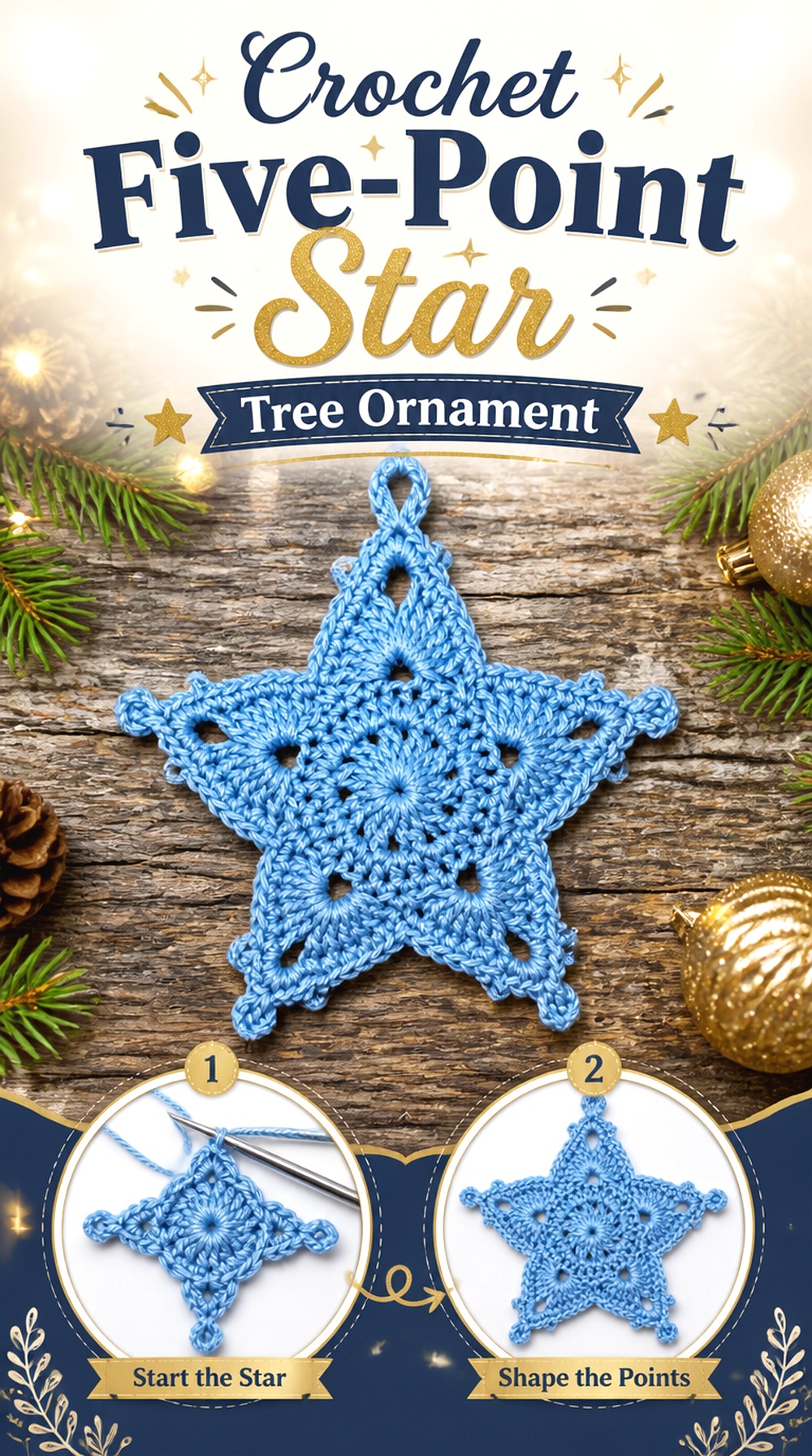 Crochet Five Point Star Tree Ornament