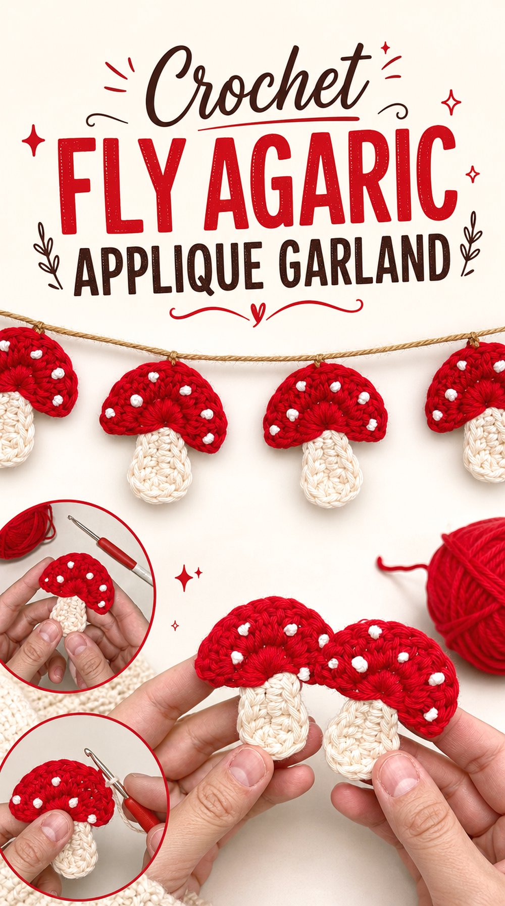 Crochet Fly Agaric Applique Garland