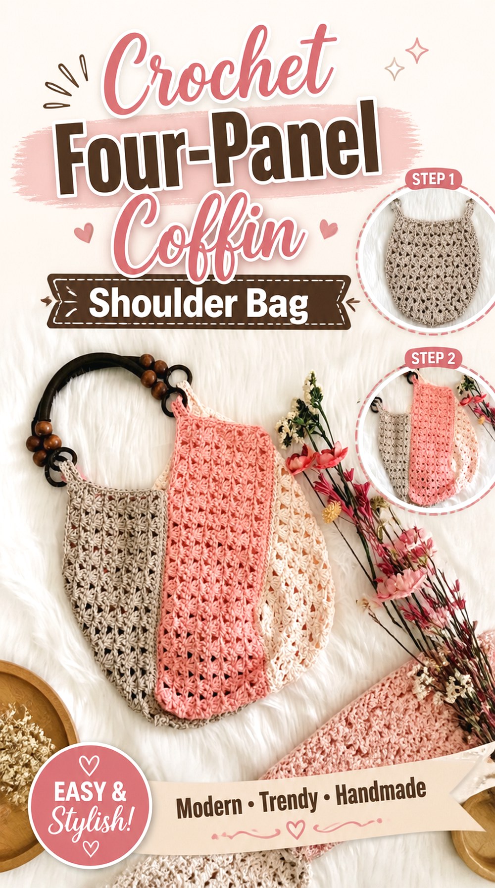 Crochet Four Panel Coffin Shoulder Bag