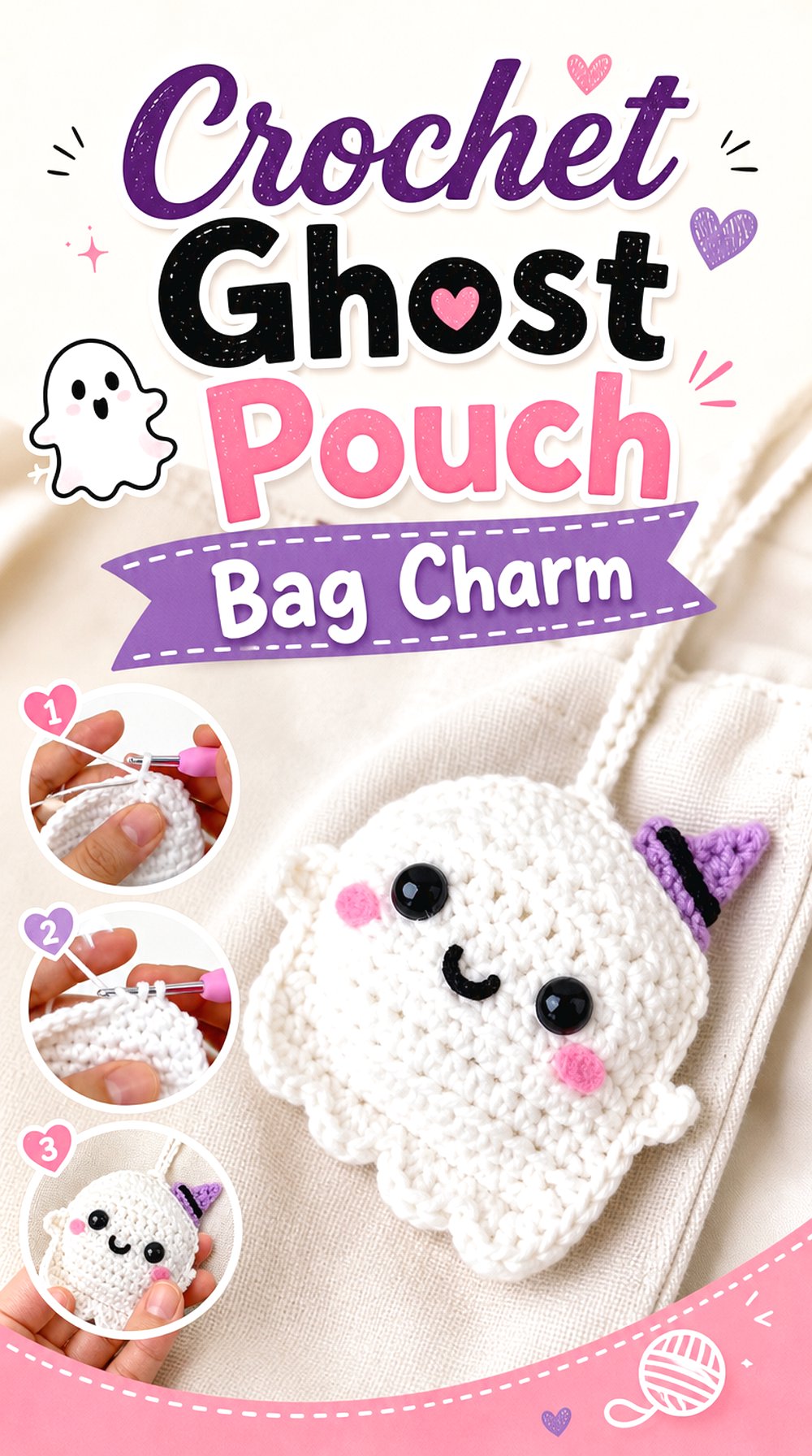 Crochet Ghost Pouch Bag Charm